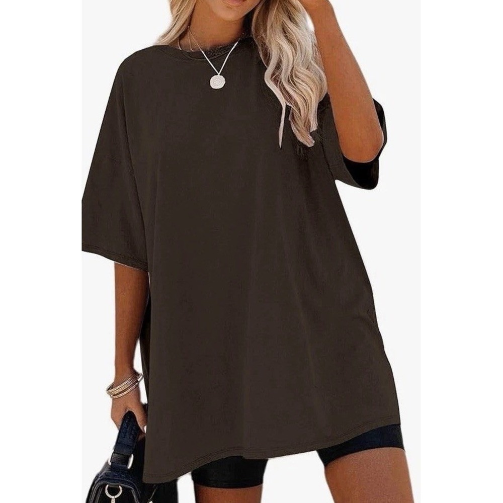 Remidoo Batwing Tshirt Women 2XL Brown New Oversized High Low Casual C969